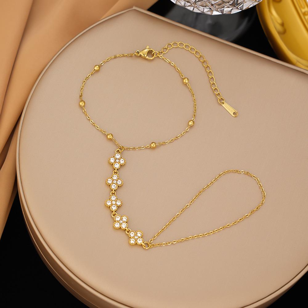 Gold-Plated Double Layer Thin Chain Stainless Steel Hand Chain Jewelry