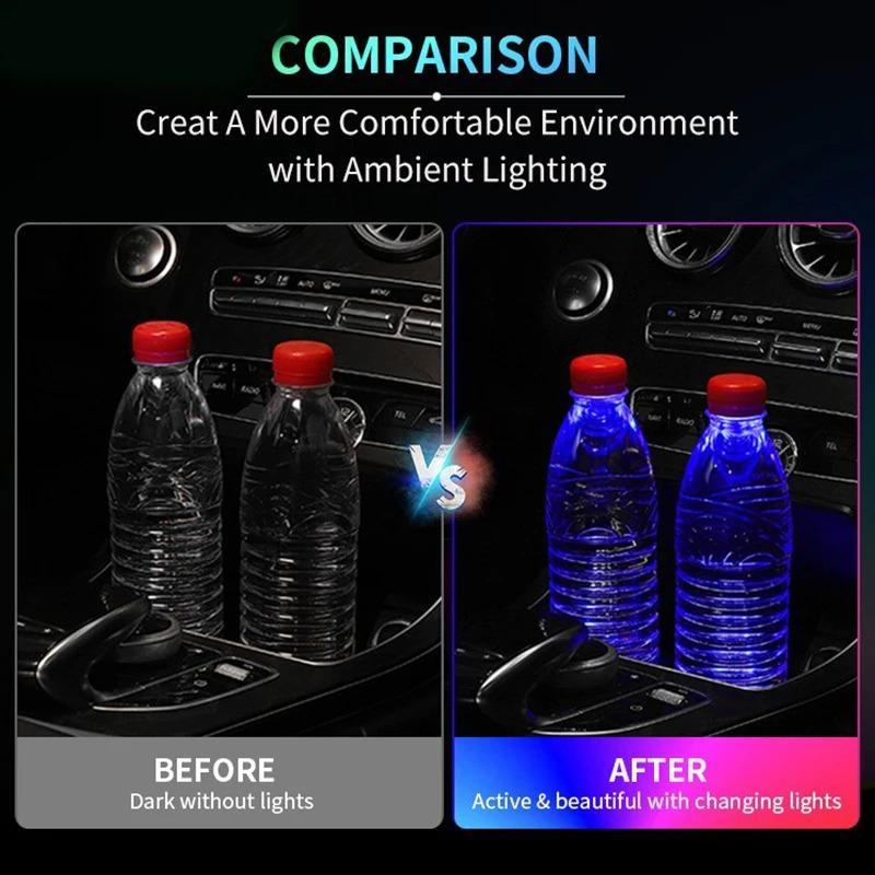 Rkwzn3 2Pcs Car Luminous Coasters Water Cup Mat Holder Car-Styling For Skoda Octavia 2 3 A5 A7 A8 Fabia Karoq Superb Rapid Kamiq Scala