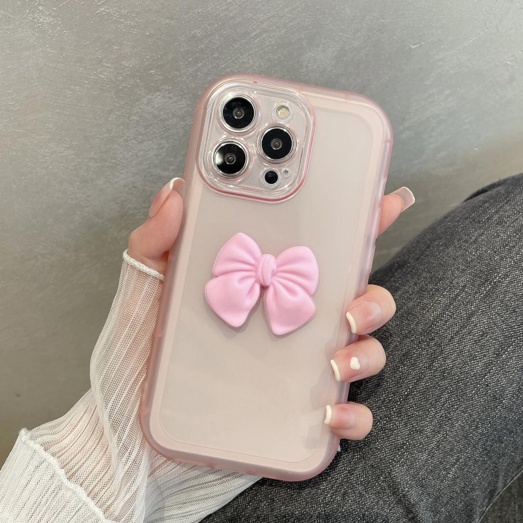 Applicable To Apple 14 Mobile Phone Case Candy Color Bow Simple Iphone12 Couple Transparent Silicone Protective Cover