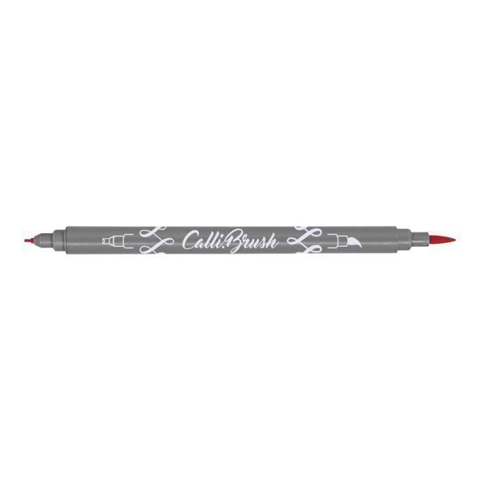 ONLINE Calli.Brush Stylo pinceau à double embout non permanent rouge encre à l'eau 2 mm