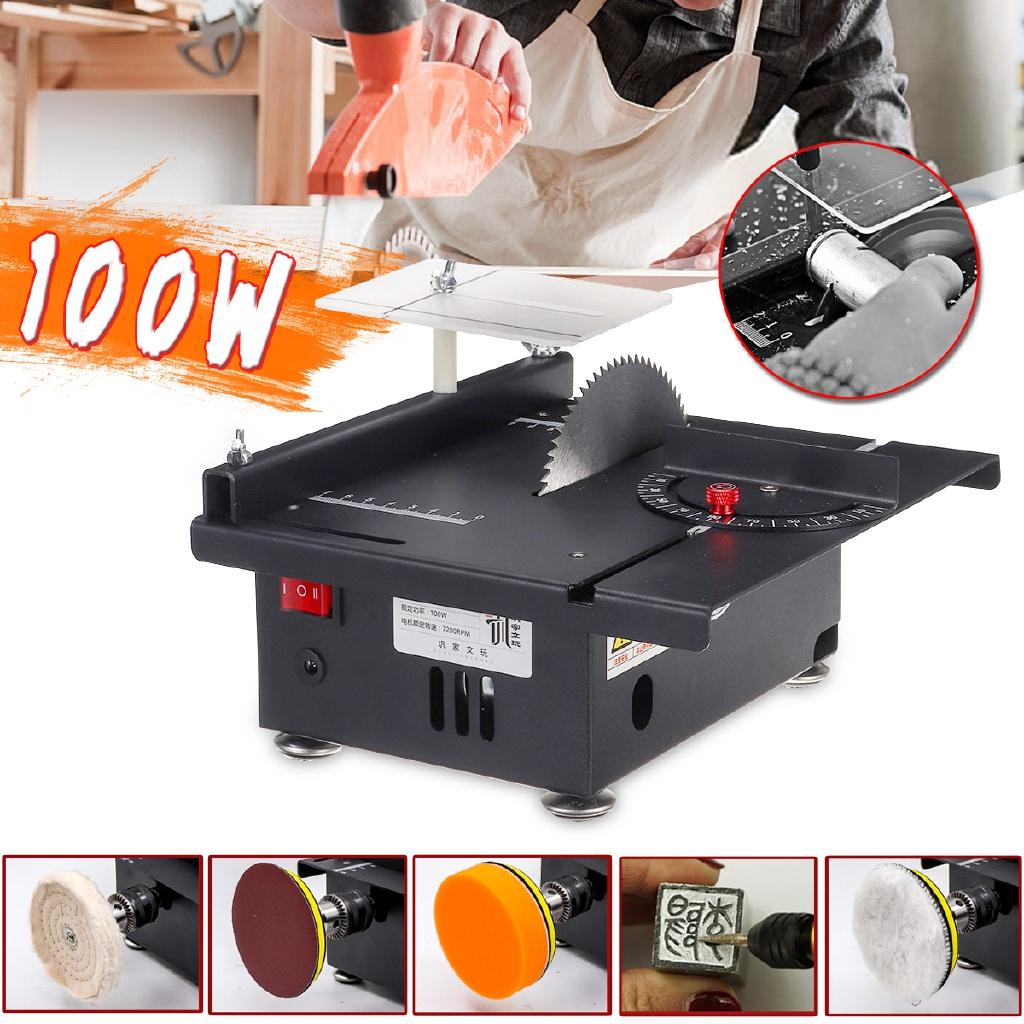 Table Saw Handmade Woodworking Bench Saw Multifunction Cutter DIY Crafts Cutting Tool Machine + Circular Saw Blade 100W