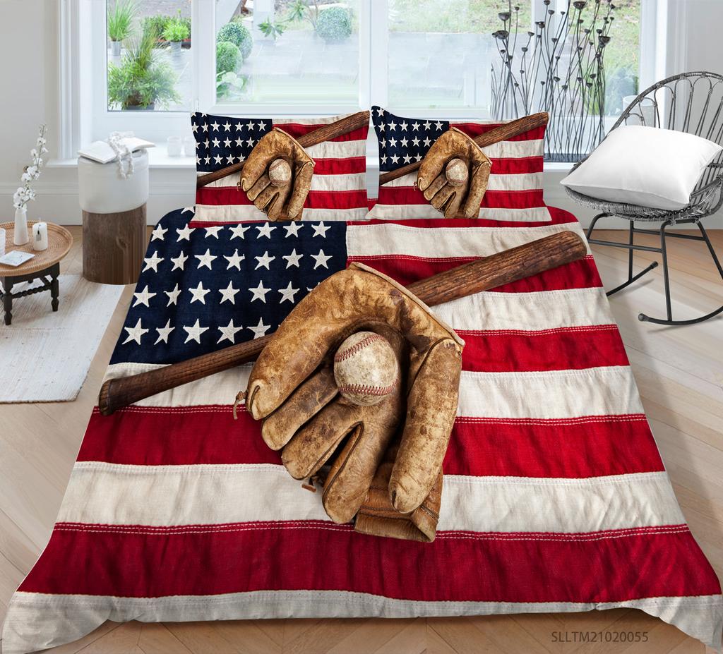 Luxus-Home-Bettwäsche-Set, Flaggen-Druck, Bettbezug, Kissenbezug, Home-Bettwäsche-Set, AU/EU/US, volle Größe, Einzel-/Doppelbett, Wohnmöbel