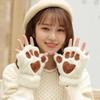 Cartoon Bear Paw Plush Gloves: Soft, Warm, and Cute Half-Finger Design for Women and Students.