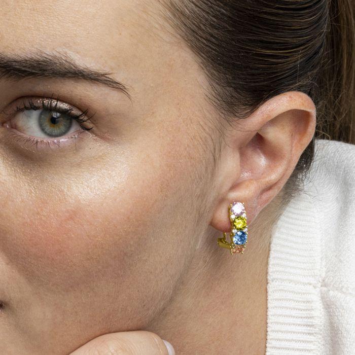 Boucles d'oreilles - Luxenter - Lymo - Argent 925 - Zircon multicolore - Or 18k