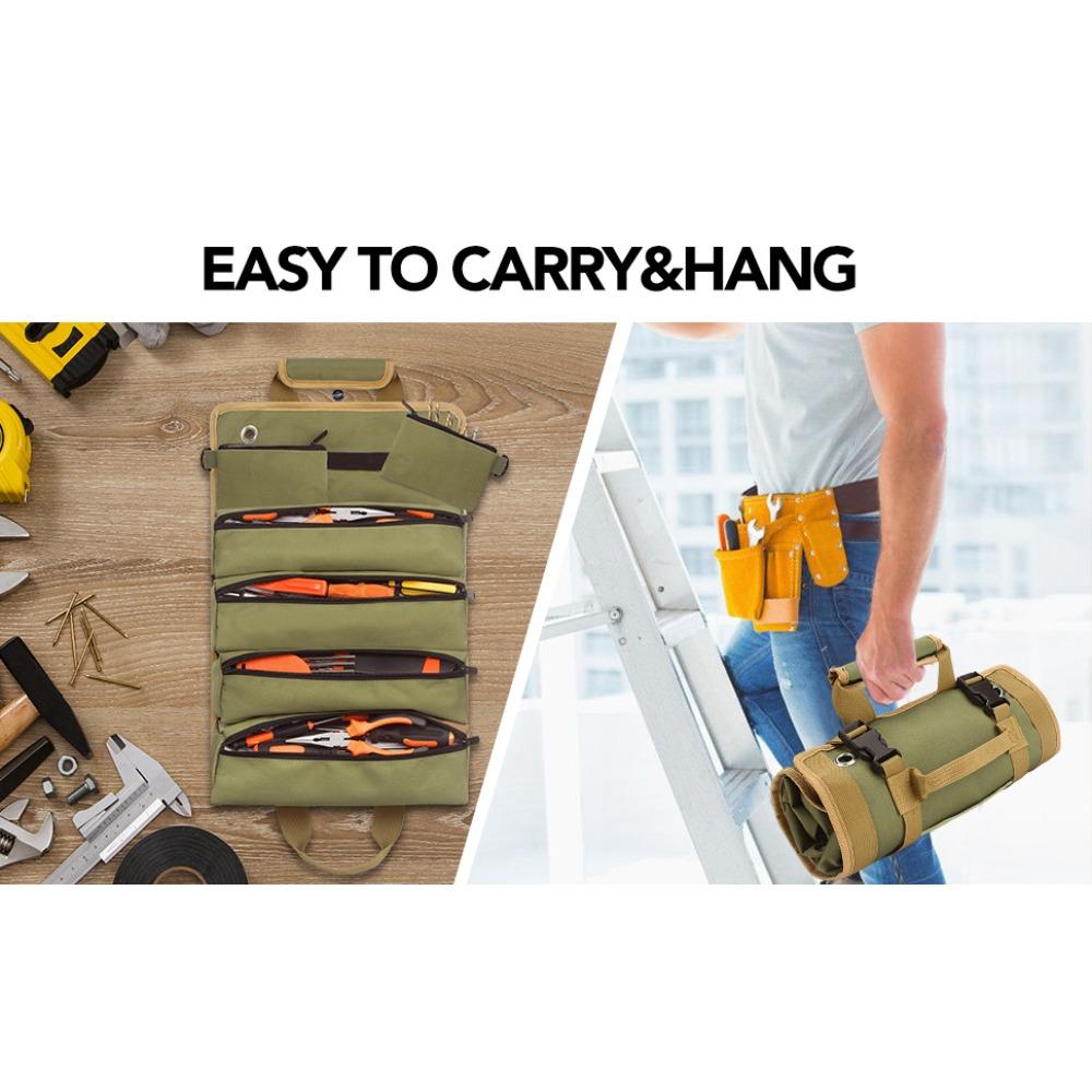Portable, electrician, tool carrying storage bag, vehicle maintenance tool storage bag, hardware tool kit storage bag