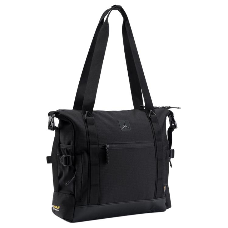 Jordan Logo Zipper Closure Polyester Tote Bag Shopping Handheld Shoulder Bag Unisex Tote Bags Black IB8462-010