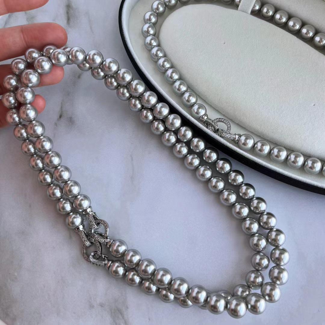 French High-Quality Genuine Hemp 616 Genuine Hemp Artificial High-Gloss Seawater Pearl Sweater Chain Necklace