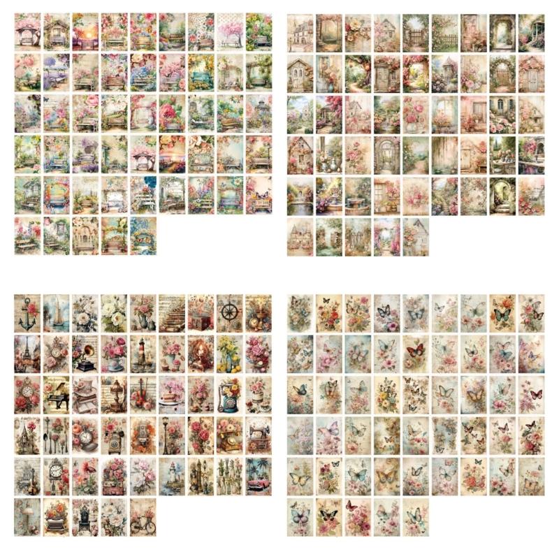 100 Sheets Scrapbooking Backgrounds Paper Aesthetic Decorative Paper for Journaling Card Making Gift Wrapping Decoration