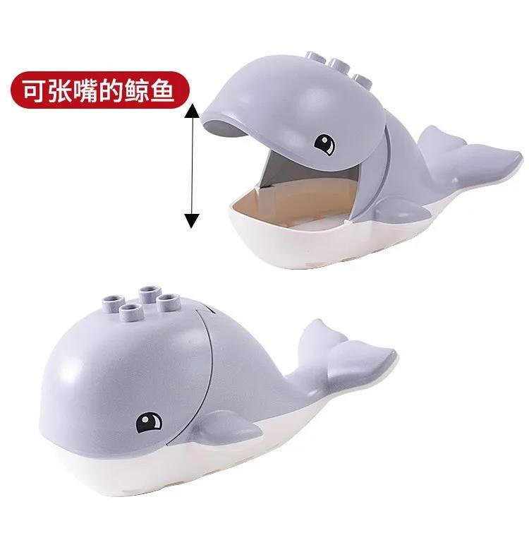Large Building Block Set Zoo Animal Dinosaur Marine Creature Scale Modeling Horse Dog Cat Fish Compatible with Duplo Block Bricks