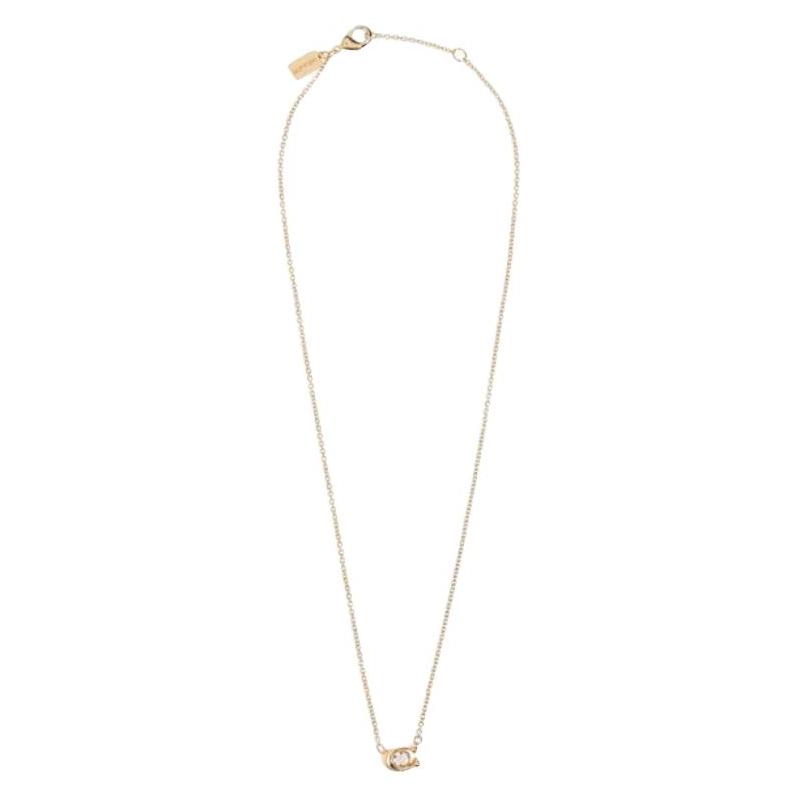 COACH Logo Design Brass Necklace Women s Gold