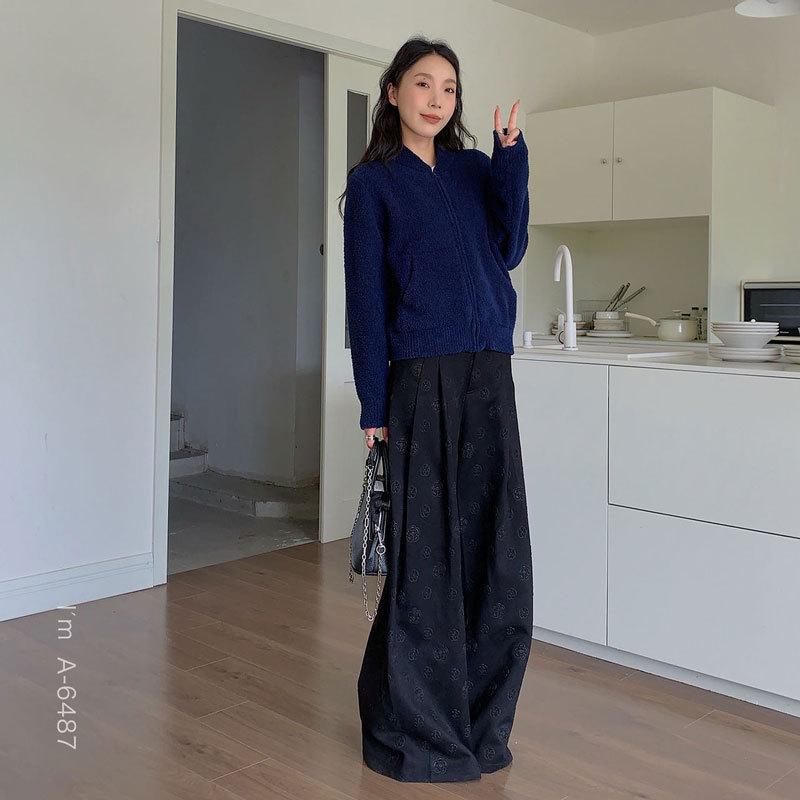 Women's Du Xiaozhai Stand Collar Zipper Cardigan - 2024 Autumn, Retro Design, Cozy Fit