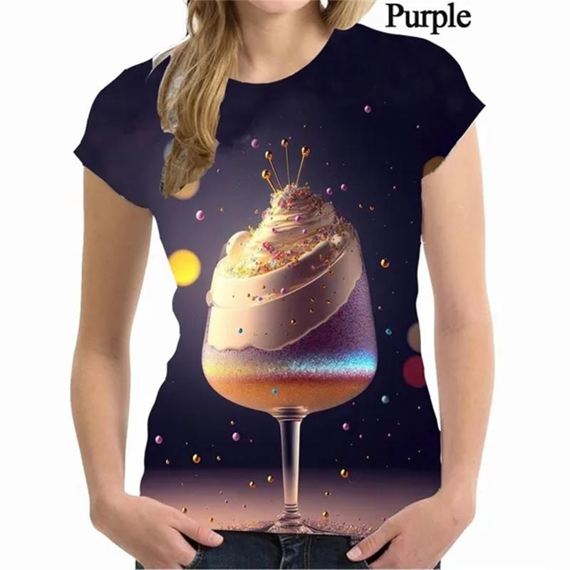Fun Ice Cream 3D Print T-Shirt Fashionable Hip-Hop Casual Top Comfortable Women's Style