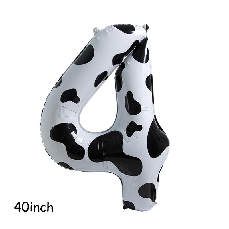 1pcs American Version 40inch Cow Print Large Cartoon Digital Balloon Black and White Print Children and Baby's Birthday Number