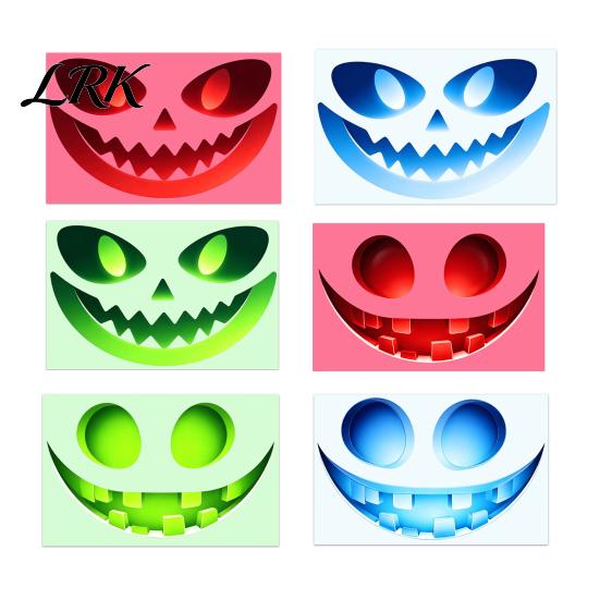 Glowing Window Wall Decorations Glow In The Dark Sticker, Self-adhesive Ghost Face Shape Decals, Waterproof Luminous Decals Halloween PVC Stickers,