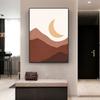 Abstract Landscape Wall Art  Sun Moon Canvas Painting Nordic Poster Mountain Texture Wall Pictures for Living Room Boho Decor