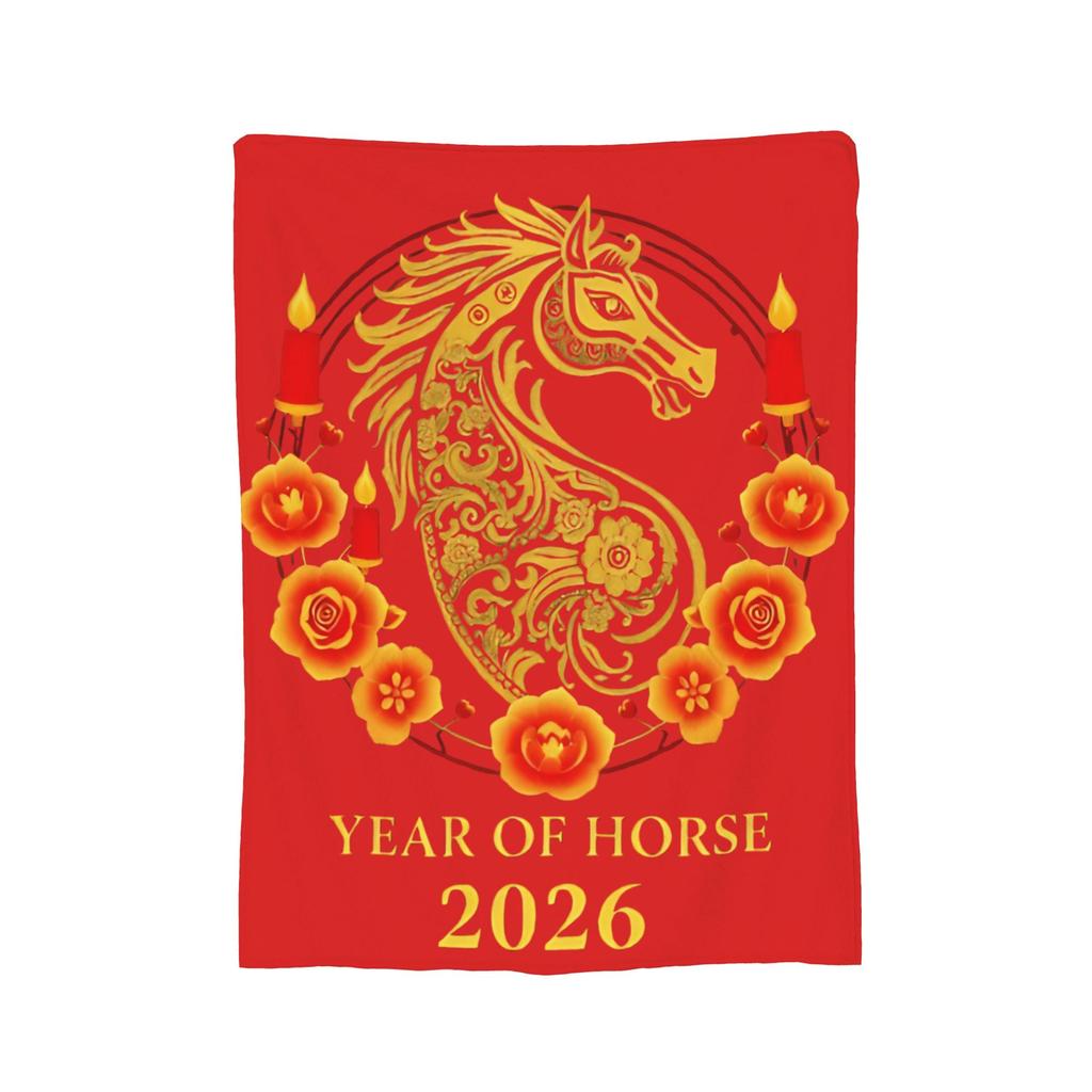 Chinese New Year Year of The Horse Flannel Blanket Awesome Throw Blanket for Sofa Bedding Lounge 200x150cm Quilt,