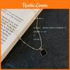 Inspired Geometric Design Necklace With Black Square Pendant Fashionable Alloy Snake Chain Collar