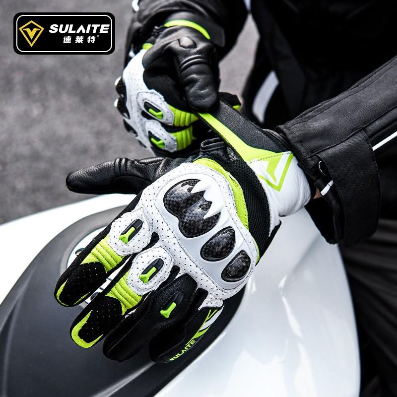 SULAITE G7 Motorcycle Riding Gloves 3K Carbon Fiber Impact Resistant Full Finger Half Touchscreen Compatible