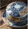 Kitchen Supplies, Ceramic Bowls, Hand-painted Blue and White Porcelain Soup Bowls, Steamed Egg Bowls with Lids, Tableware