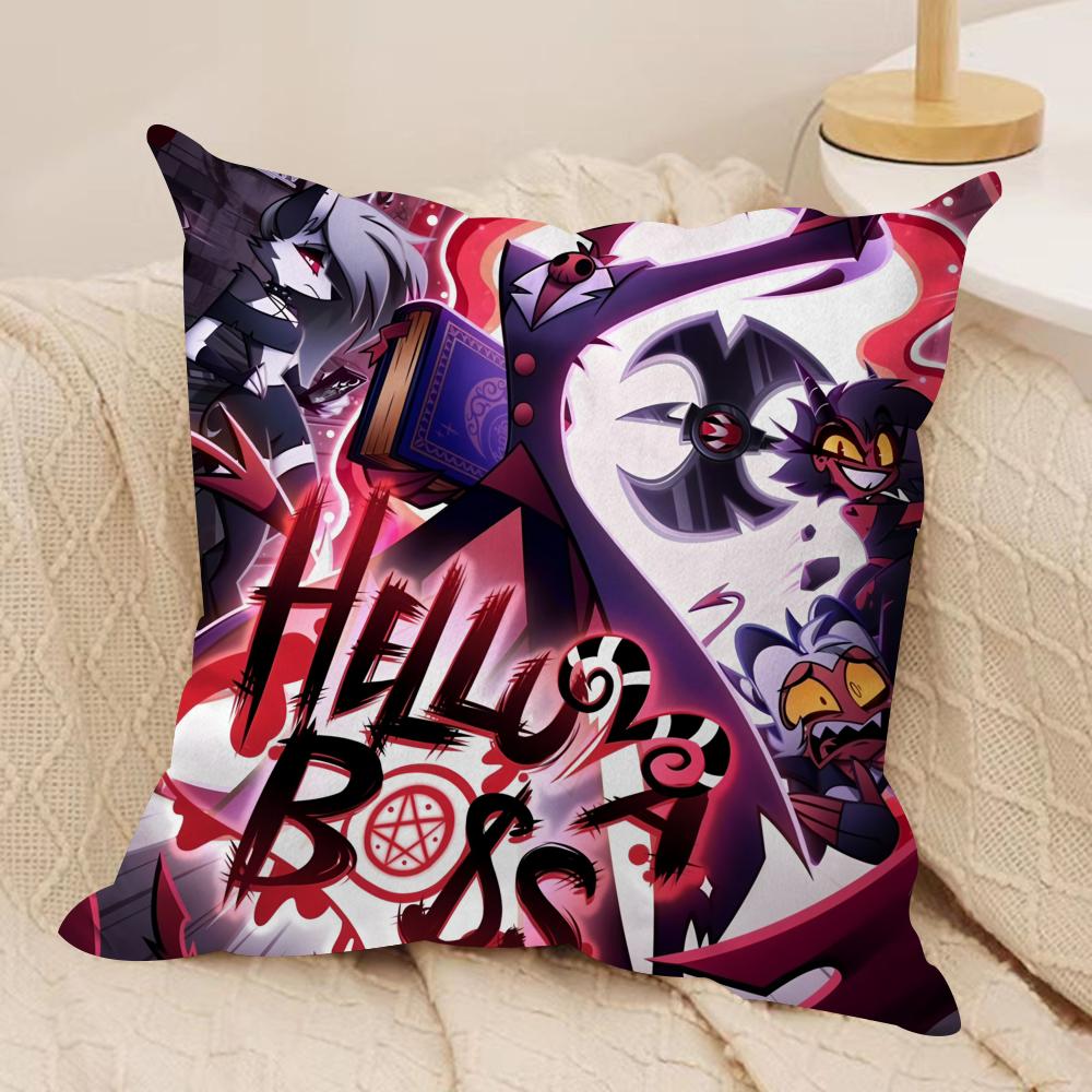 Cartoon Hhazbin Hhotel Cushion Cover Soft Plush Fabric DoubleSided Printed Cushion Covers for All Seasons Home Decor