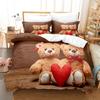 3D Cartoon Bear Bedding Set Cartoon Animal Duvet Cover Pillowcase 2/3 Pieces Girls' Room ES/EU/DE Full Size Children's Room Soft Home Textile