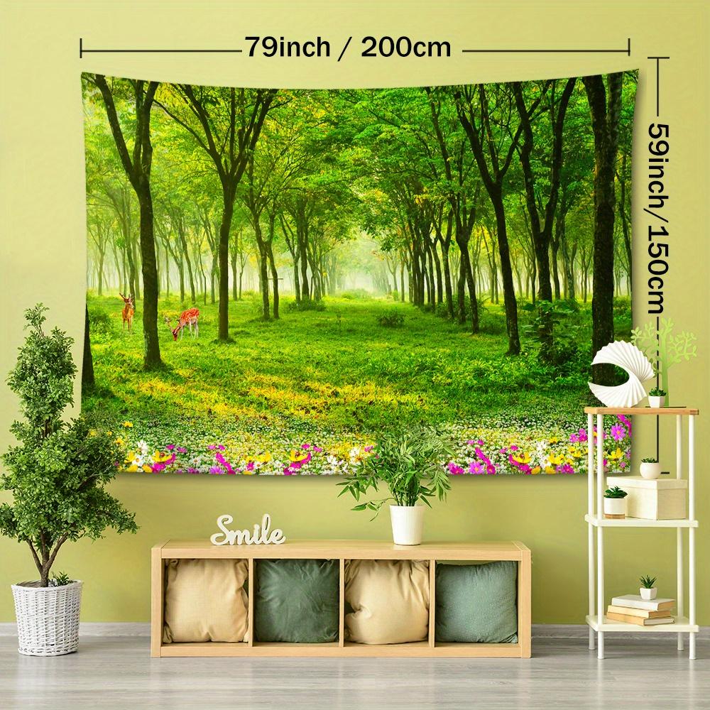 1pc Nature-Inspired Polyester Tapestry, 90gsm Woven Wall Hanging with Greenery, Flowers, and Trees, Animal Theme Portrait Orientation, Soft Brushed Fa