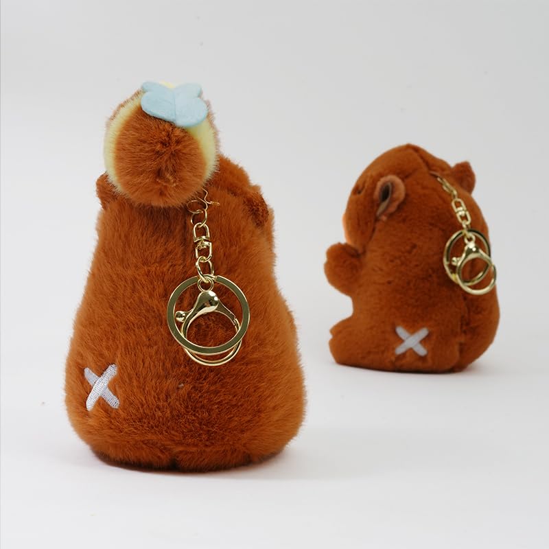 Clearstone Capybara Plush Chavimaru with Brown Keychain, Honeybees, 19cm,