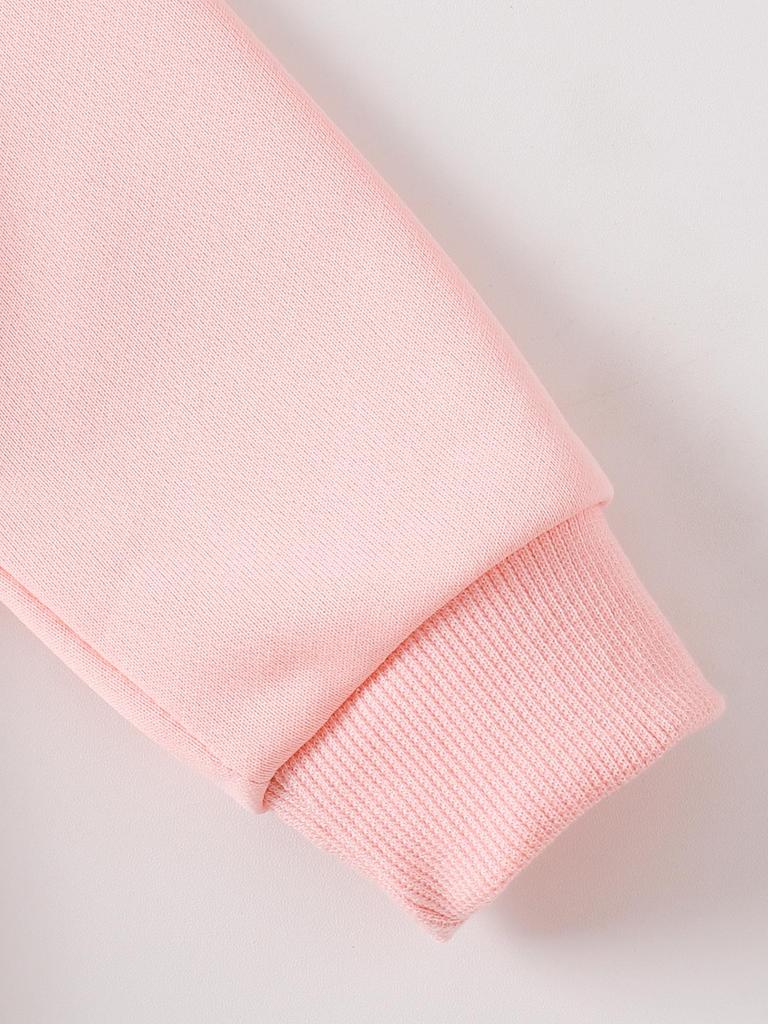 Girls' INS Style Pink Bow Sweatshirt & Denim Flared Pants Set