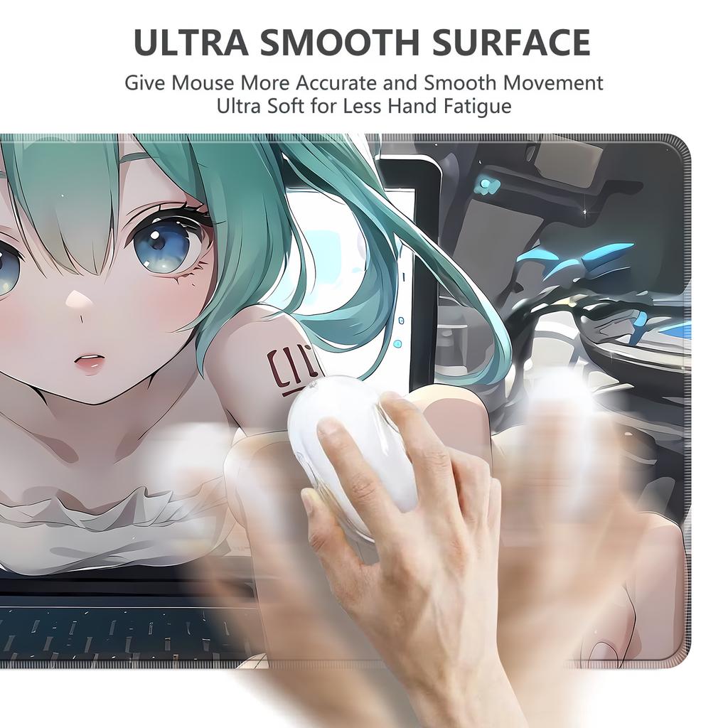 Tappetino per Mouse PC H-hatsune Miku Multidimensionale Gamer Mausepad Tappetino per Tastiera Tappetini da Scrivania Estesi Accessori da Ufficio e Gaming Mousepad
