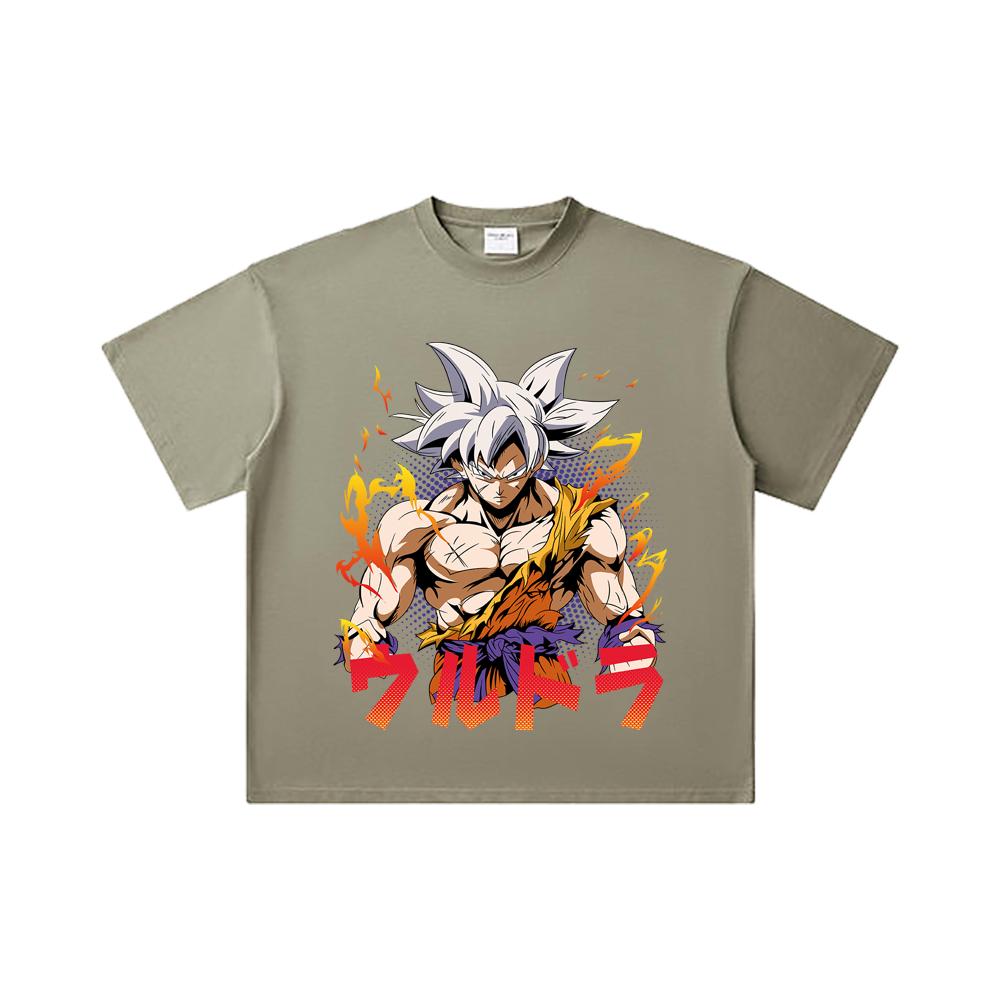 260 GSM Double Yarn 32 Count 100% Cotton Dragon Ball V11 Goku Ultra Print Unisex Heavy Cotton T Shirt