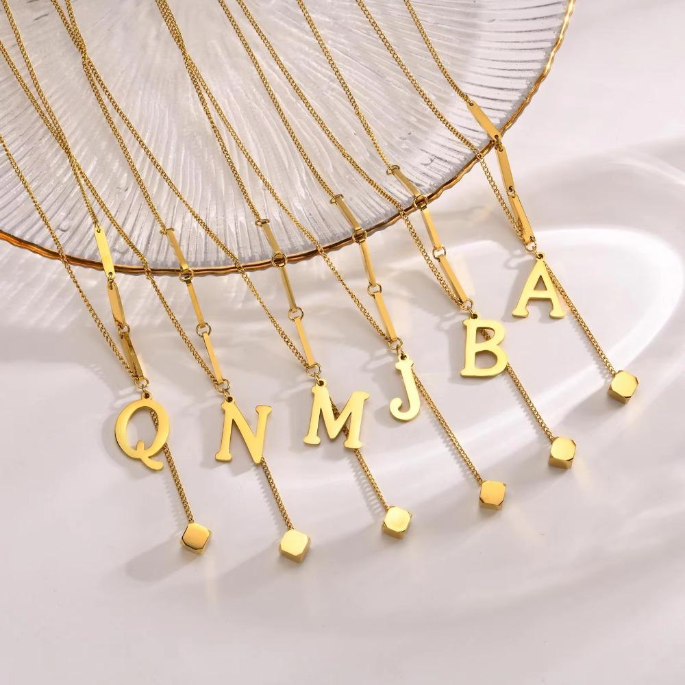Alphabet Letter Pendant Necklace Gold Color A-Z Letter Clavicle Chain Women Choker Birthday Gift