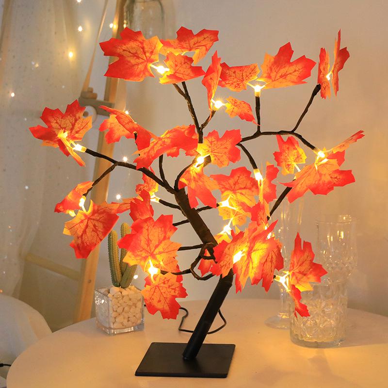 Cherry Blossom & Maple Leaf LED Tree Night Light - Creative Desktop Decoration Atmosphere Lamp