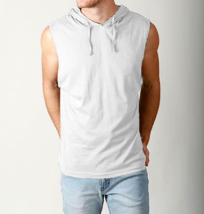 

Мужская толстовка без рукавов с капюшоном для фитнеса с логотипом, под заказ XXL белый