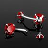 Bauchnabelringe mit roten CZ-Kristallen, 14 g, Edelstahl, glänzender Zirkon, Tropfen, baumelnd, Bauchnabelpiercing-Schmuck für Frauen, Strand-Nabelringe