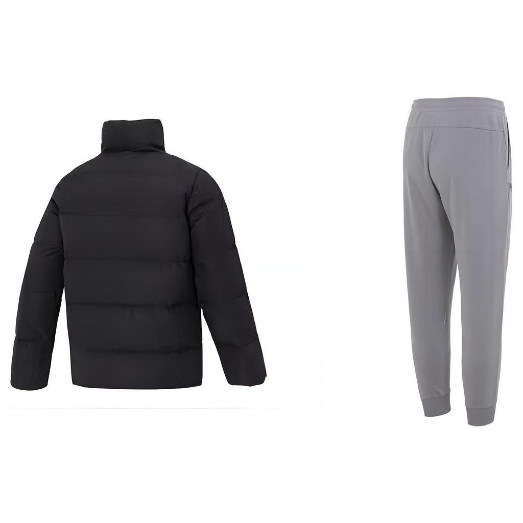 Under Armour Solid Color Stand Collar Long Sleeve Down Jacket Logo Print Breathable Casual Knitted Sports Pants Set 23600802-001+23600704-014