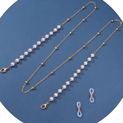 Weiße Kugelkette Sonnenbrillenkette Bänder Schlüsselbänder Metallkette Splicing-Stil Kette Brillenhängekordel Halter Kordel Schlüsselband