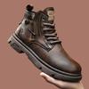 Fashion Men's Biker Boot Winter Outdoor Motorcycle Retro Style Leather Boots Man High Top Casual Shoes Trendy All-match Wear-resistant88