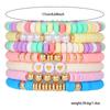 Bohemian color multi-layer soft pottery beaded bracelet, summer beach style versatile love stacked jewelry set