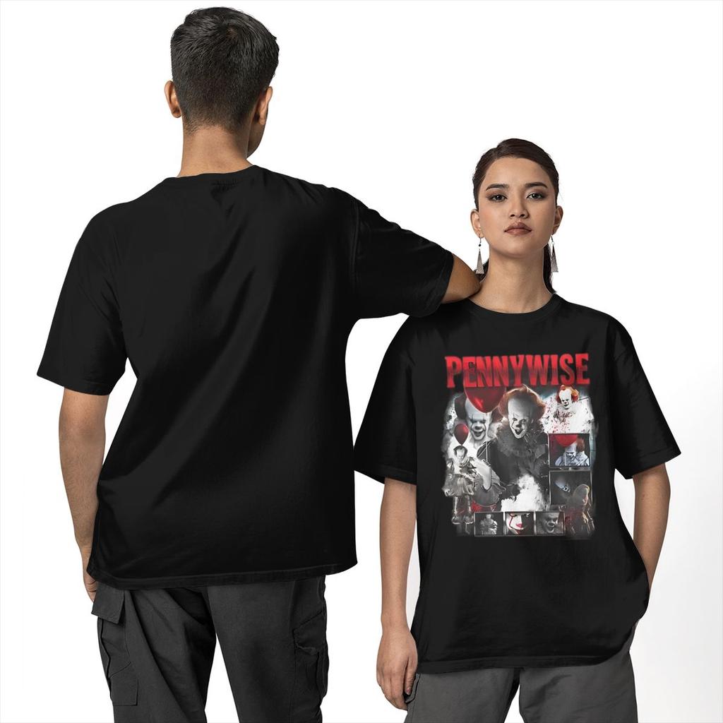 Pennywise Horror T Shirt for Men Women 100% Cotton Vintage T-Shirts Round Neck Tee Shirt Short Sleeve Clothes Plus Size