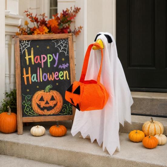 Halloween Ghost Goose Outfit, Lawn Porch Goose Clothes, Fall Halloween Goose Costume for Outdoor Patio Yard Lawn Decoration