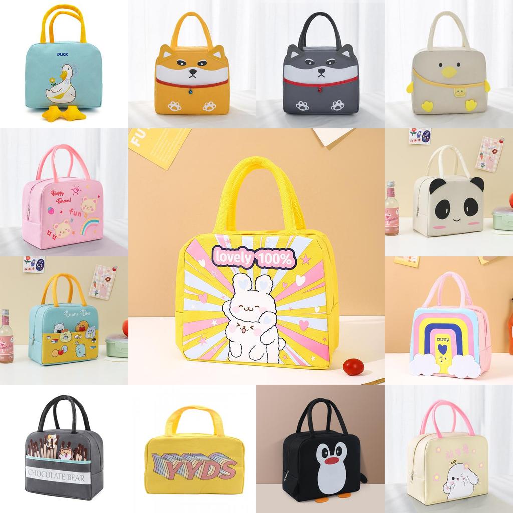 Adorable Yellow Duck Bento Bag Cute Cartoon Handbag Canvas Thermal Bag