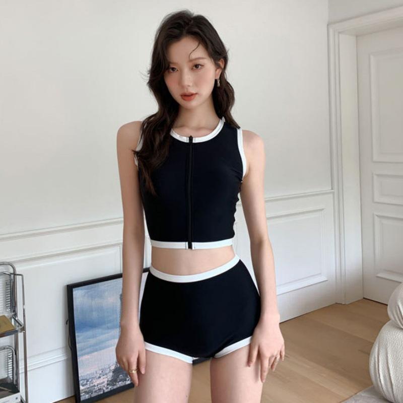 Swimsuit female split conservative sports size chest high waist belly thin hot spring swimsuit