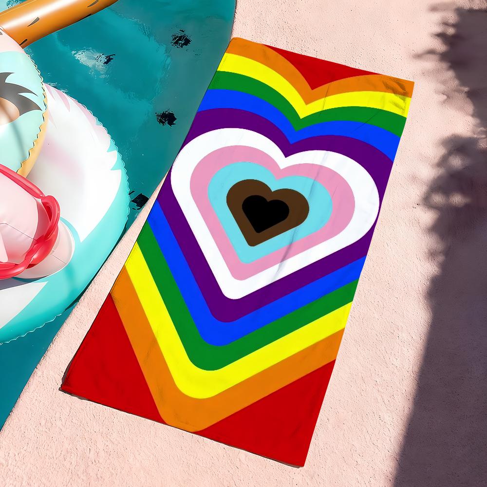 

Subtle Pride Rainbow Flag Towel Quick Dry Soft Yoga Swimming Fitness Mountain Climbing Large Beach Towels W40*H60(CM)