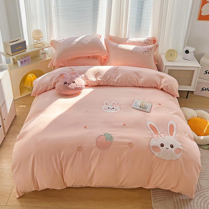 

Новий Мультяшний Вишитий Комплект Постільної Білизни з Праної Бавовни для Дівчаток у Принцесино-Рожевому кольорі quilt cover&set рожевий