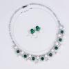 Nuevo glamour de lujo deslumbrante perla circonita conjunto de joyería para mujer collar pendientes regalo para fiesta boda graduación vestido M-361