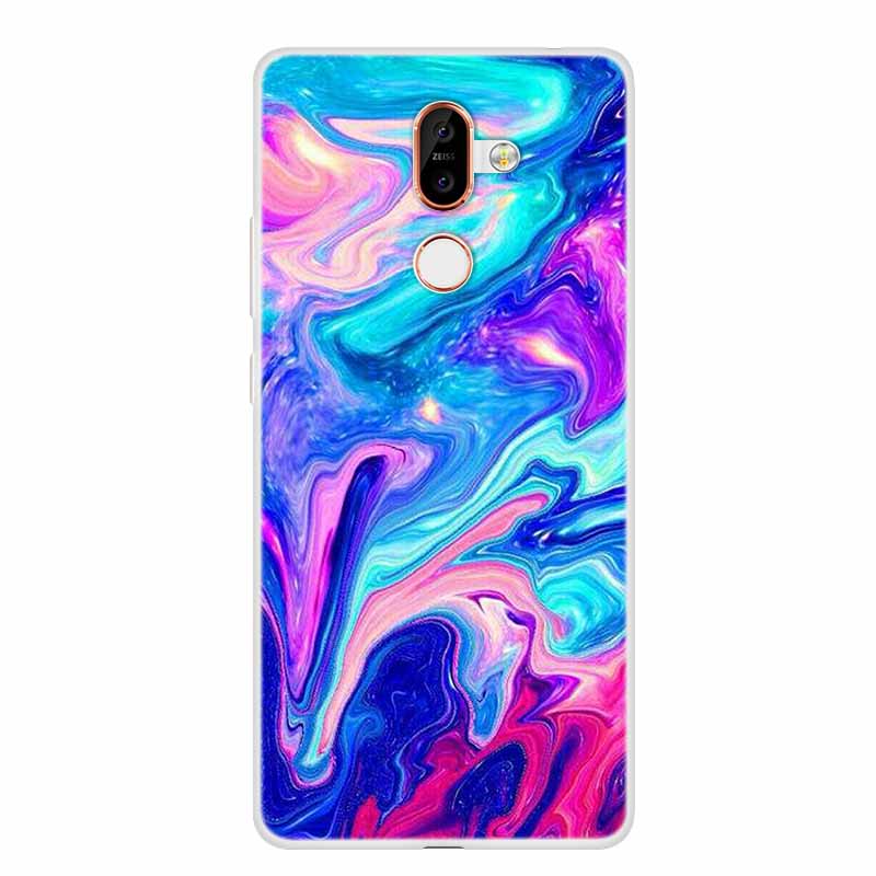 För Nokia 7 Plus Fodral Marmor Mjuk Silikon Baksida Telefonfodral Modefodral Coque Nokia7 Plus Stötsäkert Fundas