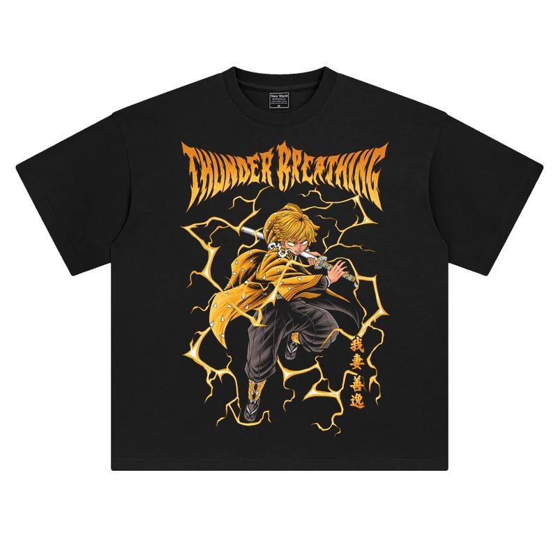 American Trend Print Oversize Men's and Women's T-shirt Two-dimensional Animation Ghost Annihilation Blade My Wife Shanyi