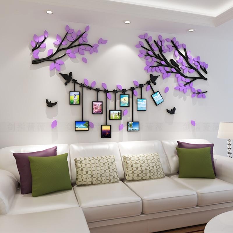 Family Photo Tree 3D DIY Acrylic Wall Stickers Home Decor Photo Frame Tree Wall Decals Poster Art Mural for Living Room Bedroom