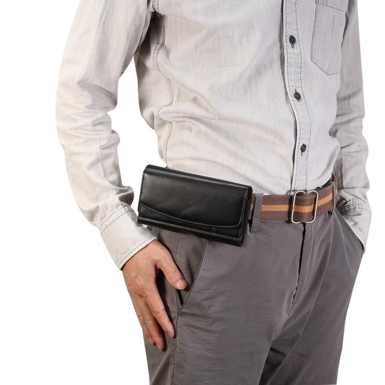 Multi-Functional Leather Phone Waist Pack for Men - Magnetic, Belt-Friendly, Back Buckle Design