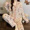 Air cotton pajamas women's autumn and winter long sleeves thickened interlayer warm stars cat student loungewear real shot
